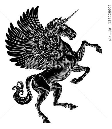 Heraldic Coat of Arms Crest Unicorn Pegasus 138229902