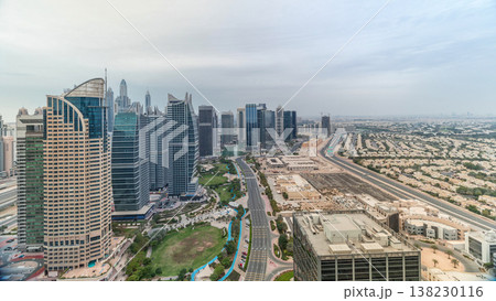 Jumeirah Lake Towers residential district aerial timelapse near Dubai Marina 138230116