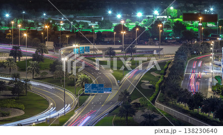 Aerial top view to Sheikh Zayed road near Dubai Marina and JLT timelapse, Dubai. Aerial top view to Sheikh Zayed road near Dubai Marina and JLT timelapse, Dubai. 138230640