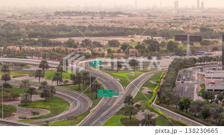 Aerial top view to junction at Sheikh Zayed road near Dubai Marina and JLT timelapse, Dubai. Aerial top view to junction at Sheikh Zayed road near Dubai Marina and JLT timelapse, Dubai. 138230665