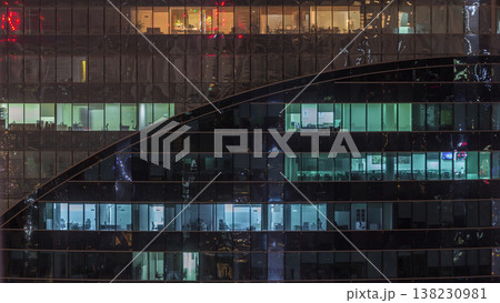 Aerial view of lights from windows of offices in Dubai Aerial Timelapse Aerial view of lights from windows of offices in Dubai Aerial Timelapse 138230981