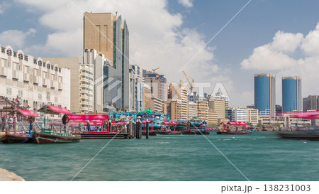 A water taxi boat station in Deira timelapse. A water taxi boat station in Deira timelapse. 138231003