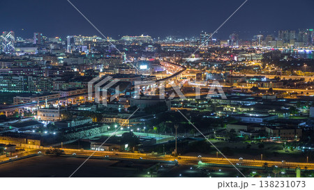 Night rhythm of the city of Dubai aerial timelapse 138231073