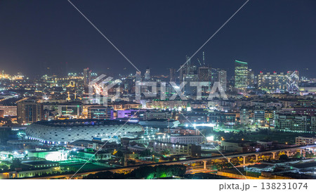 Beautiful view of bright lights from Dubai aerial timelapse Beautiful view of bright lights from Dubai aerial timelapse 138231074