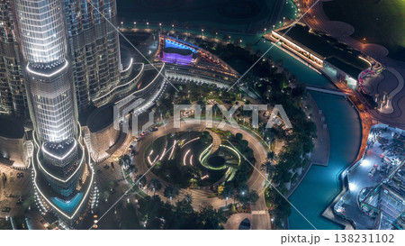 Unique view of Dubai Dancing Fountain show at night timelapse. Unique view of Dubai Dancing Fountain show at night timelapse. 138231102