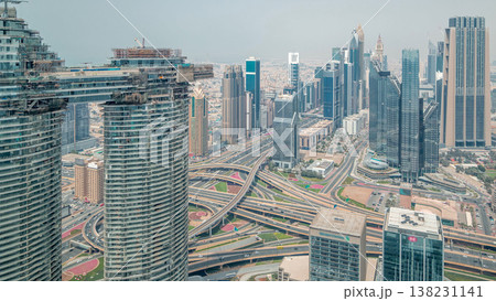 Dubai International Financial Centre district with modern skyscrapers timelapse Dubai International Financial Centre district with modern skyscrapers timelapse 138231141