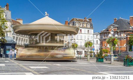 Carousel on the main square of Fontainebleau timelapse hyperlapse Carousel on the main square of Fontainebleau timelapse hyperlapse 138231251