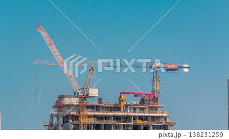 Construction of new modern skyscrapers in luxury Dubai city,United Arab Emirates 138231259