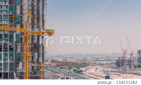 Dubai skyline with construction aerial timelapse Dubai skyline with construction aerial timelapse 138231262