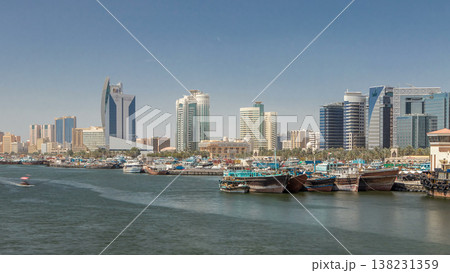 Trading wooden boats in the port timelapse. Merchant ships on the Creek Canal. Trading wooden boats in the port timelapse. Merchant ships on the Creek Canal. 138231359