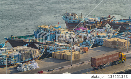 Loading a ship in Port Said timelapse in Dubai, UAE. 138231388