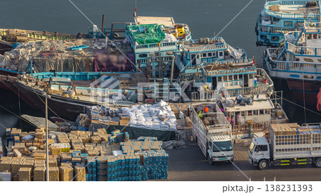 Loading a ship in Port Said timelapse in Dubai, UAE. 138231393