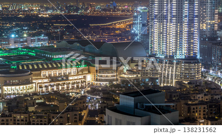 Dubai downtown night aerial timelapse Dubai downtown night aerial timelapse 138231562