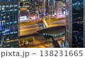 Skyline view of the buildings of Sheikh Zayed Road and DIFC night timelapse in Dubai, UAE. 138231665