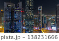 Skyline view of the buildings of Sheikh Zayed Road and DIFC night timelapse in Dubai, UAE. 138231666
