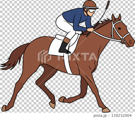 Jockey Riding Horse Vector illustration 138232004