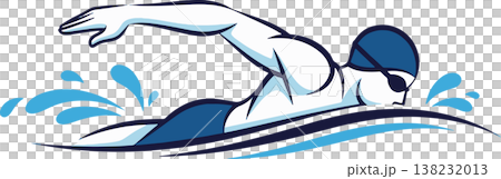 Swimmer Performing Freestyle Stroke Vector illustration 138232013
