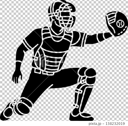 Baseball Catcher Receiving Ball Vector Icon 138232019