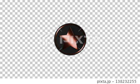 [Transparent Background] 3D Rubber Texture Medal - Star Mark (Black/Bronze) - Favorite/Rating Icon 138232255
