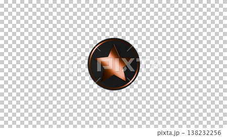 [Transparent Background] 3D Rubber Texture Medal - Star Mark (Black/Gold) - Favorite/Rating Icon 138232256