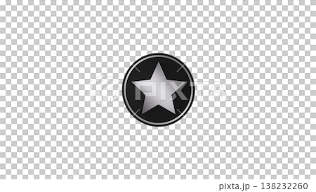 [Transparent Background] 3D Rubber Texture Medal - Star Mark (Black/Silver) - Favorite/Rating Icon 138232260