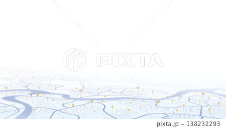 Minimalist light city map with yellow pointers. Vector illustration. 138232293