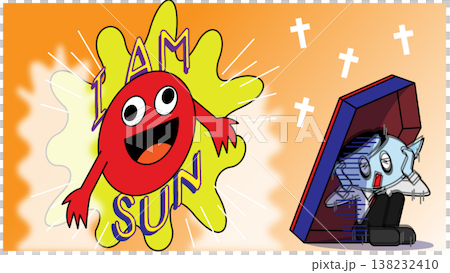 Illustrations expressing the difference in mood between Sunday and Monday; comical material depicting the drop in mood. 138232410