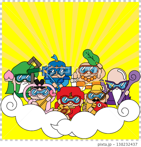 七福神キャラクターセット|開運・縁起・ポップ和風イラスト 七福神キャラクターセット|開運・縁起・ポップ和風イラスト 138232437