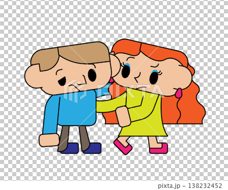 支え合う男女の会社員 ポップなキャラクターイラスト 支え合う男女の会社員 ポップなキャラクターイラスト 138232452