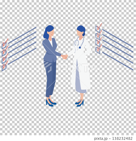 圖示說明醫師與商業專業人士之間的合作與協議，以及核對清單。 138232482