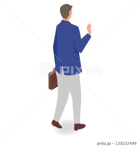 歩く男性ビジネスパーソンの後ろ姿イラスト 138232499