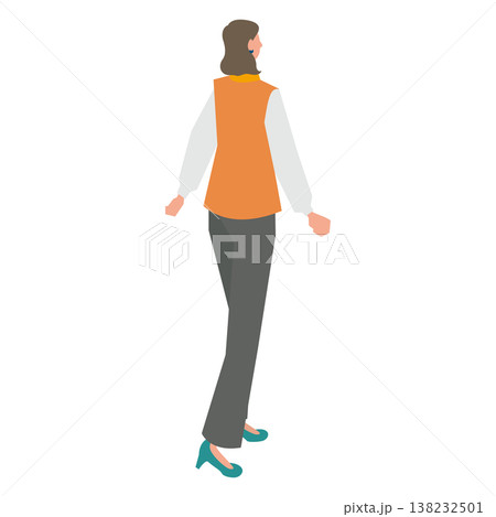 歩く女性の後ろ姿・背面イラスト 歩く女性の後ろ姿・背面イラスト 138232501