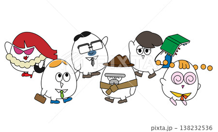 個性豊かなキャラクターの集合イラスト・ビジネスやチームを表現したポップな素材 138232536