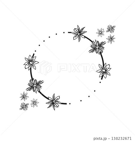 Print border Print Circle floral frame decorative botanical round circles with various flowers 138232671