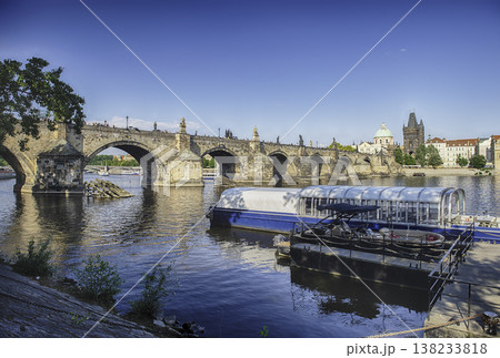 Charles Bridge crossing Vltava River in Prague, Czech Republic 138233818