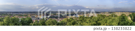 Panoramic view of Prague with Vltava river from Petrin hill 138233822