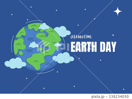 Celebrating Earth Day illustration with blue globe and star elements Celebrating Earth Day illustration with blue globe and star elements 138234030