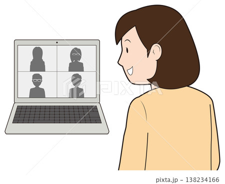 Web会議で会話する女性 138234166
