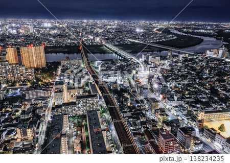 【夜景100選】市川市、アイ・リンクタウン展望施設から眺める夜景(市川橋方向) 【夜景100選】市川市、アイ・リンクタウン展望施設から眺める夜景(市川橋方向) 138234235