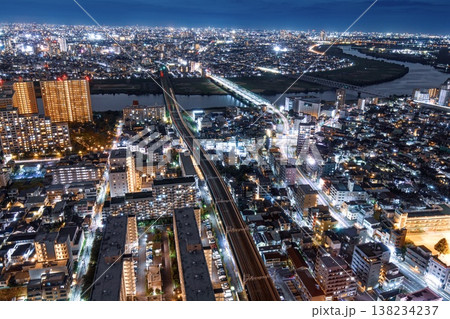 【夜景100選】市川市、アイ・リンクタウン展望施設から眺める夜景(市川橋方向) 【夜景100選】市川市、アイ・リンクタウン展望施設から眺める夜景(市川橋方向) 138234237