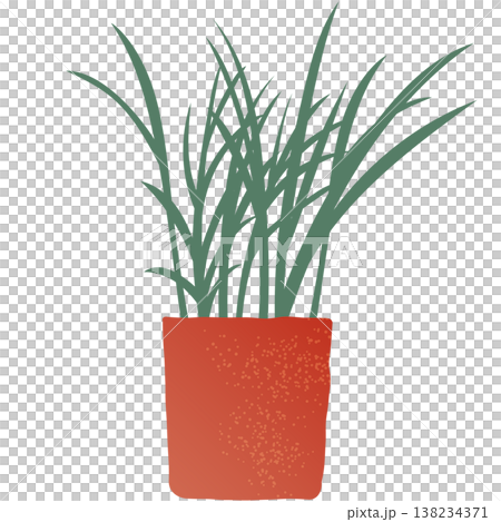 観葉植物のシンプルなイラスト　ベクター　グリーン　葉　ポット　白背景　切り抜き　アイコン　シンプル 138234371