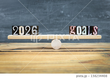 2026 Goals Displayed On Wooden Balance Board 2026 Goals Displayed On Wooden Balance Board 138234408