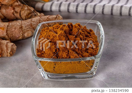 Indian spices - Curry powder heap 138234590