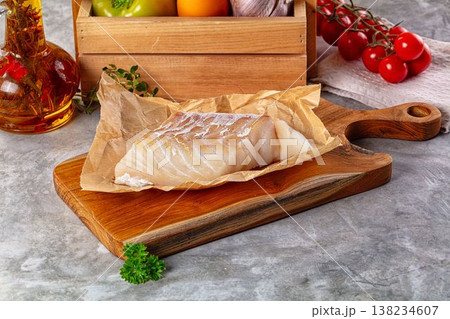 Raw cod fish fillet for cooking Raw cod fish fillet for cooking 138234607