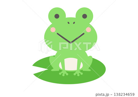 葉っぱに乗ったかわいいカエルのベクターイラスト 葉っぱに乗ったかわいいカエルのベクターイラスト 138234659