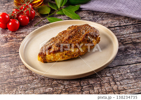 Baked chicken breast with spices and herbs 138234735