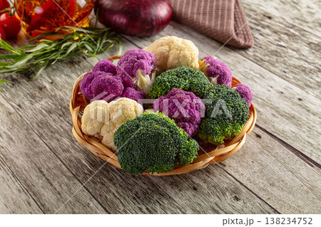 Colorful raw organic cauliflower cabbage Colorful raw organic cauliflower cabbage 138234752