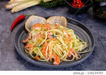 Asian salad with mango and prawn 138234767