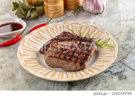 Grilled juicy beef steak with pepper Grilled juicy beef steak with pepper 138234799