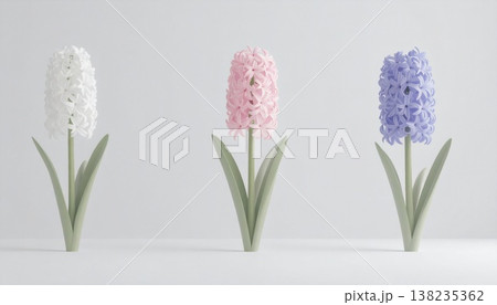 3dのヒヤシンスの花が咲いているシンプルな背景 138235362